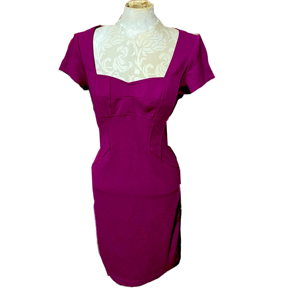 Banana Republic Sheath Dress Women's size 4 Career Chic Stretch Burgundy